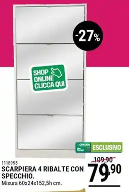 Cfadda Scarpiera 4 ribalte con specchio offerta