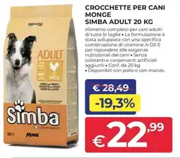 Progress Crocchette per cani monge SIMBA ADULT offerta