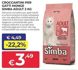 Progress Croccantini per gatti monge SIMBA ADULT offerta