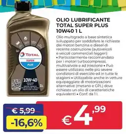 Progress Olio lubrificante total super plus 10W40 offerta