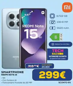 Euronics Smartphone REDMI NOTE 15 offerta
