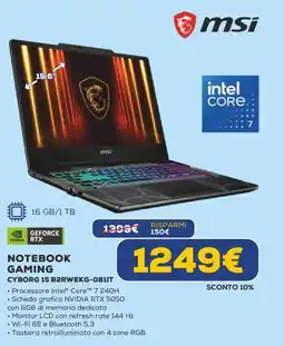 Euronics msi NOTEBOOK GAMING CYBORG 15 B2RWEKG-081IT offerta