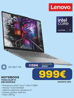 Euronics Lenovo NOTEBOOK YOGA SLIM 71 83CV00FGIX offerta