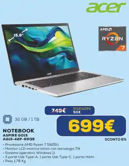 Euronics acer NOTEBOOK ASPIRE GO15 AG15-42P-R9Q9 offerta