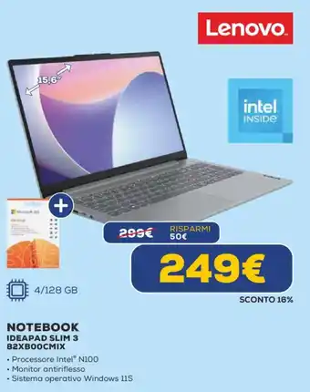 Lenovo NOTEBOOK IDEAPAD SLIM 3 82XBOOCMIX