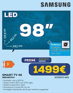 Euronics SAMSUNG SMART TV 4K 98DU9070U offerta