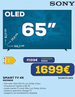 Euronics SONY SMART TV 4K 65XR8AB offerta