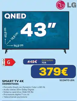 Euronics LG SMART TV 4K 43QNED70A6A offerta