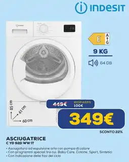 Euronics INDESIT ASCIUGATRICE C YD 92D WW IT offerta