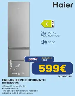 Euronics Haier FRIGORIFERO COMBINATO HTR3620CNMG offerta