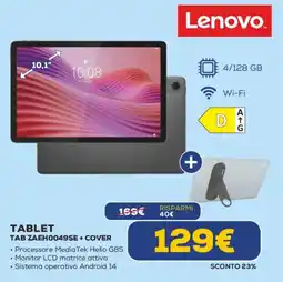 Euronics Lenovo TABLET TAB ZAEH0049SE + COVER offerta