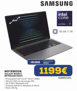 Euronics SAMSUNG NOTEBOOK GALAXY BOOK 5 NP750XHD KD5IT offerta