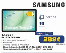 Euronics SAMSUNG galaxy TAB A11+ offerta
