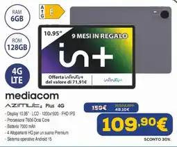 Euronics mediacom AZIMUE4 Plus 4G offerta