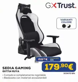 Euronics GXTrust. SEDIA GAMING GXT714 RUYA offerta