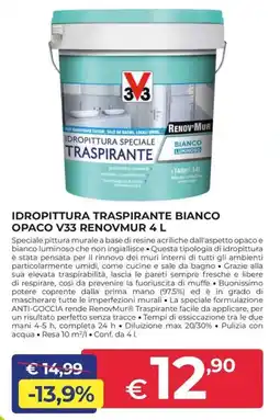 Progress Idropittura traspirante bianco opaco v33 renovmur offerta