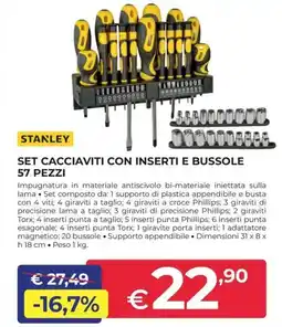 Progress Stanley set cacciaviti con inserti e bussole 57 pezzi offerta