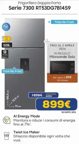 Euronics SAMSUNG Frigorifero Doppia Porta Serie 7300 RT53DG7B14S9 offerta
