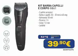 Euronics Panasonic KIT BARBA CAPELLI E CORPO GB61 offerta