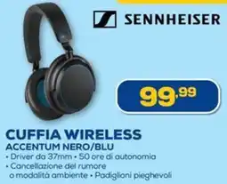 Euronics Sennheiser cuffia wireless accentum nero/blu offerta
