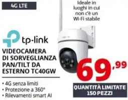 Comet tp-link VIDEOCAMERA DI SORVEGLIANZA PAN/TILT DA ESTERNO TC40GW offerta