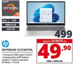 Comet hp NOTEBOOK 15-FC0077NL offerta