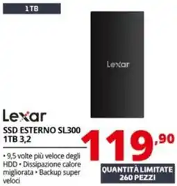 Comet Lexar SSD ESTERNO SL300 1TB 3,2 offerta