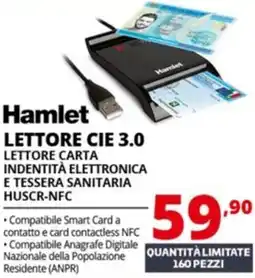 Comet Hamlet LETTORE CIE 3.0 LETTORE CARTA INDENTITÀ ELETTRONICA E TESSERA SANITARIA HUSCR-NFC offerta