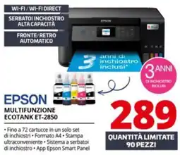 Comet EPSON MULTIFUNZIONE ECOTANK ET-2850 offerta