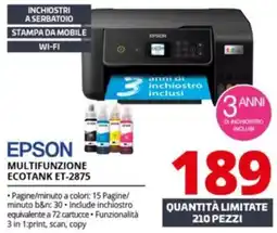 Comet EPSON MULTIFUNZIONE ECOTANK ET-2875 offerta