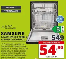 Comet SAMSUNG LAVASTOVIGLIE SERIE 6 AI DW60DG770B00U1 offerta
