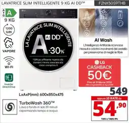 Comet LG LAVATRICE SLIM INTELLIGENTE AI DD F2NX50S9THB offerta