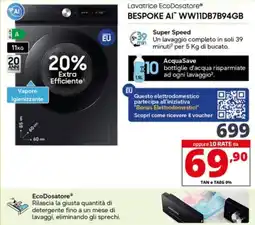 Comet SAMSUNG Lavatrice EcoDosatore BESPOKE AI WW11DB7B94GB offerta