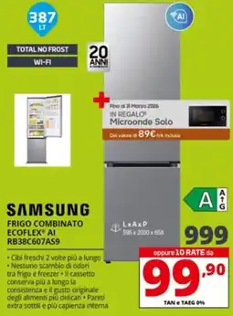 Comet SAMSUNG FRIGO COMBINATO ECOFLEX AI RB38C607AS9 offerta