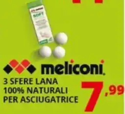 Comet Meliconi 3 sfere lana 100% naturali per asciugatrice offerta