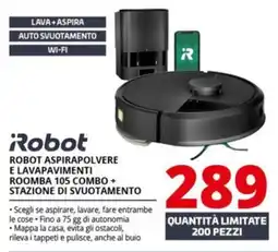 Comet Robot aspirapolvere e lavapavimenti roomba 105 combo+ stazione di svuotamento offerta