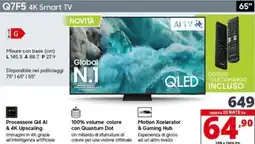 Comet SAMSUNG Q7F5 4K Smart TV 65" offerta