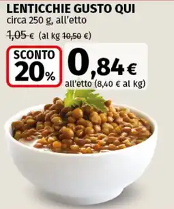 Coop Superstore Lenticchie GUSTO QUI offerta