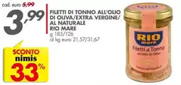 Italmark Filetti di tonno all'olio di oliva/extra vergine/ al naturale RIO MARE offerta