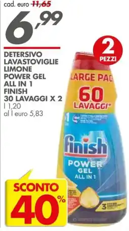 Italmark Detersivo lavastoviglie limone power gel all in 1 FINISH offerta