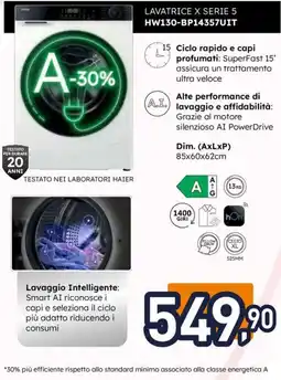 Unieuro Haier LAVATRICE X SERIE 5 HW130-BP14357UIT offerta