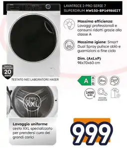 Unieuro Haier LAVATRICE I-PRO SERIE 7 SUPERDRUM HW150-BP14986EIT offerta