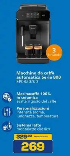 Euronics Macchina da caffè automatica Serie 800 EP0820/00 offerta
