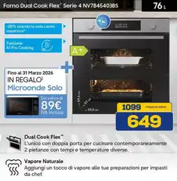 Euronics SAMSUNG Forno Dual Cook Flex Serie 4 NV7B45403BS offerta