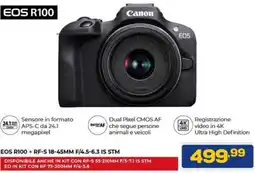 Euronics Canon EOS R100 + RF-S 18-45MM F/4.5-6.3 IS STM offerta