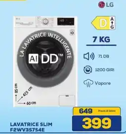 Euronics LG LAVATRICE SLIM F2WV3S7S4E offerta