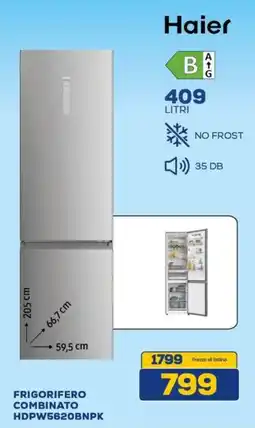 Euronics Haier FRIGORIFERO COMBINATO HDPW5620BNPK offerta