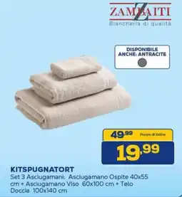 Euronics ZAMZAITI kitspugnatort Set 3 Asciugamani offerta
