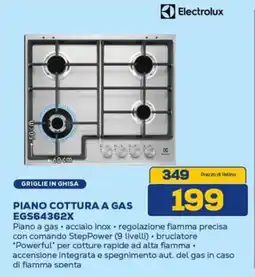 Euronics Electrolux PIANO COTTURA A GAS EGS64362X offerta