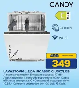 Euronics CANDY LAVASTOVIGLIE DA INCASSO CIU3C7LOB offerta